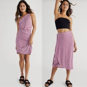 Free People Maxi Wrap Skirt Dress Purple Pink Geometric Patterned XS/S NWT